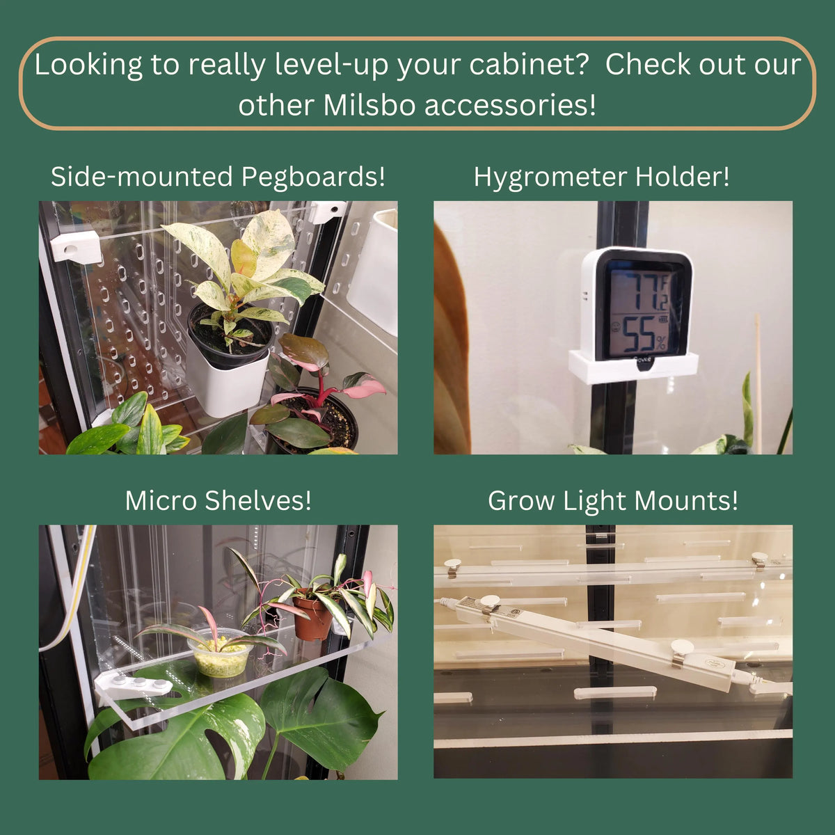 Milsbo Tall 11-Piece Shelf Set | Rear and Side Pegboard | 3/8" and 3/16" Clear Acrylic | Ikea Greenhouse